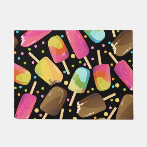 Multicolored ice cream popsicles sprinkles pattern doormat