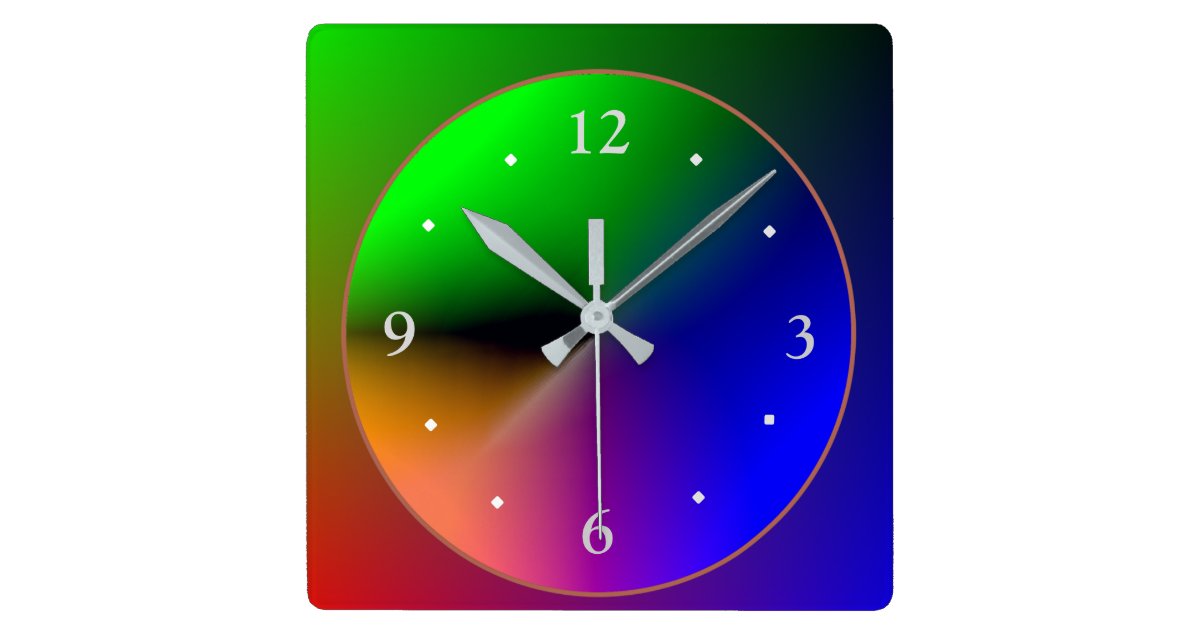 Multicolored Illuminated Design Colorful Wall Cloc Square Wall Clock