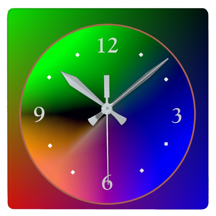 Multicolored Illuminated Design Colorful Wall Cloc Square Wall Clock
