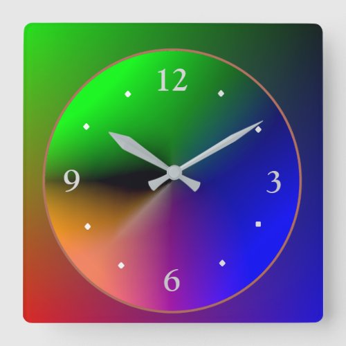Multicolored Illuminated DesignColorful Wall Cloc Square Wall Clock
