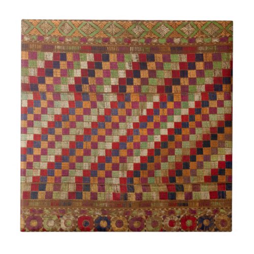 Multicolored Indian Quilt Print Ceramic Tile