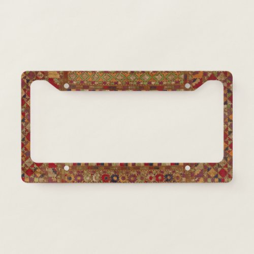 Multicolored Indian Quilt Print License Plate Frame