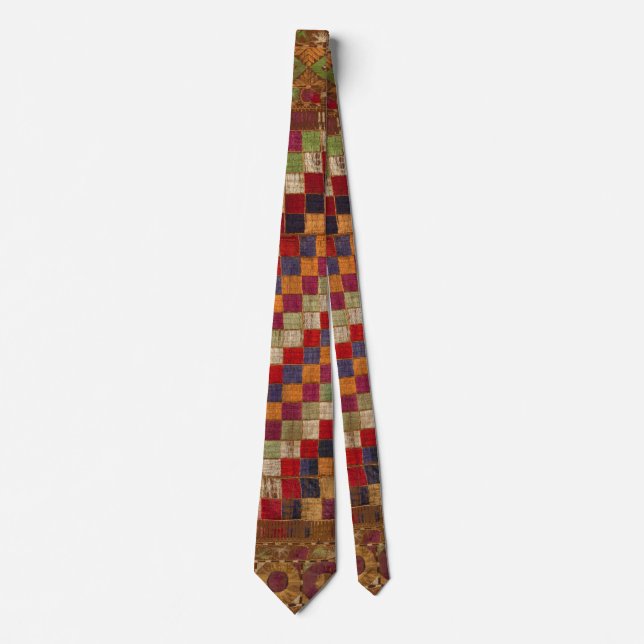 Multicolored Indian Quilt Print Neck Tie (Front)