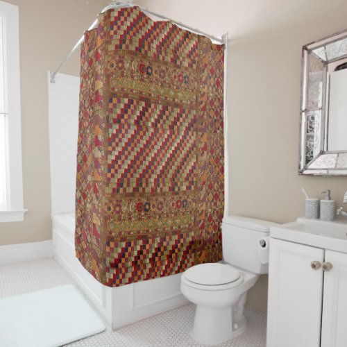 Multicolored Indian Quilt Print Shower Curtain