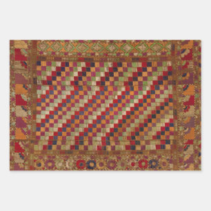 Multicolored Indian Quilt Print Wrapping Paper Sheets