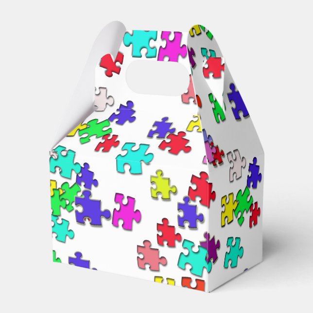 Multicolored jigsaw puzzles pieces favor boxes (Back Side)
