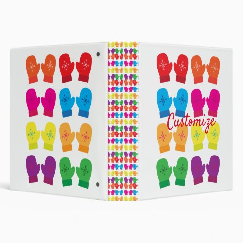 Multicolored Knitted Mittens Thunder_Cove 3 Ring Binder