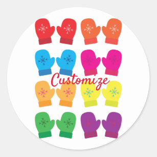 Multicolored Knitted Mittens Thunder_Cove Classic Round Sticker