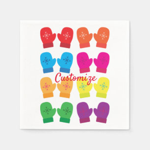 Multicolored Knitted Mittens Thunder_Cove Napkins