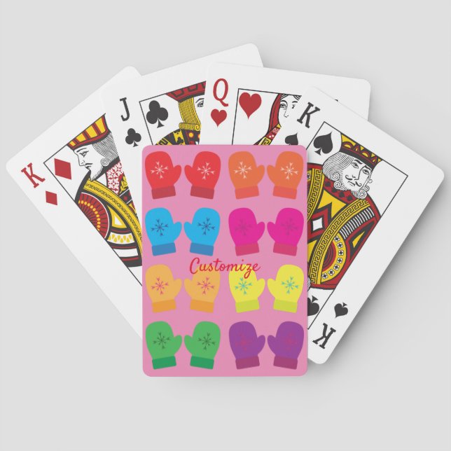 Multicolored Knitted Mittens Thunder_Cove Poker Cards (Back)