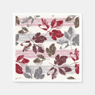 Multicolored leaves on a striped background. napkins