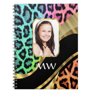 Multicolored leopard print notebook