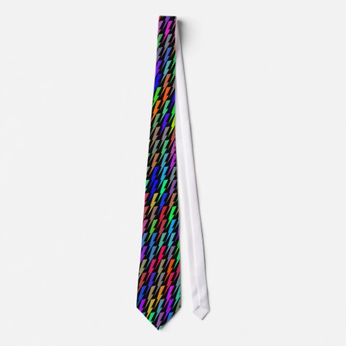 Multicolored Lightning Bolts on Black Necktie