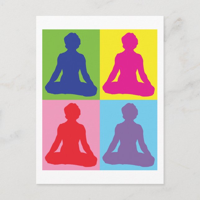 Multicolored Lotus Pose Yoga Postcard (Front)