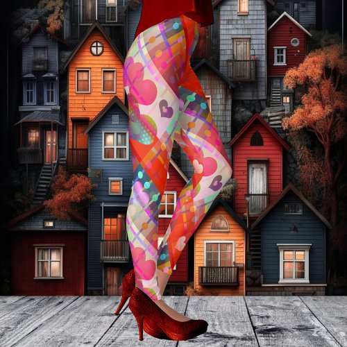 Multicolored Love Hearts Pattern Leggings