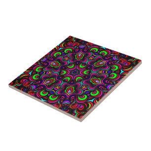 Multicolored mandala pattern ceramic tile