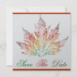 Multicolored Maple Leaf Save The Date Announcement