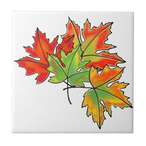 Multicolored Maple Leaves Ceramic Tile