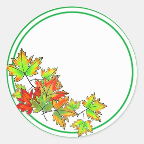 Multicolored Maple Leaves Classic Round Sticker