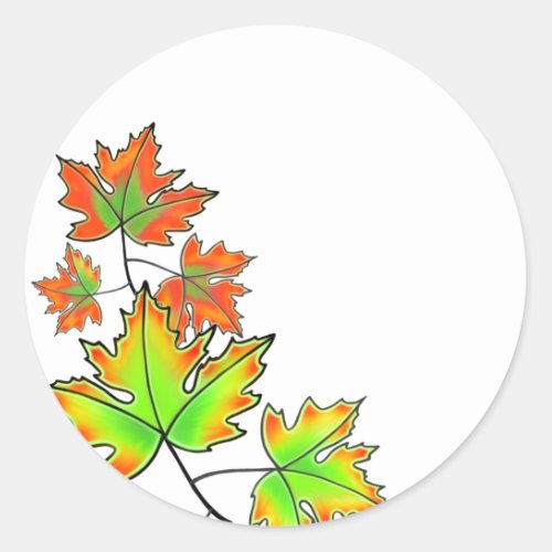 Multicolored Maple Leaves Classic Round Sticker
