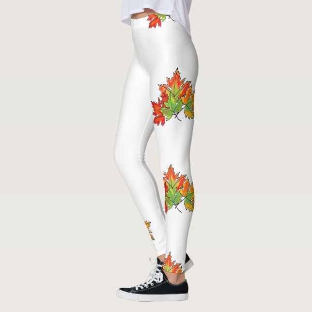 Multicolored Maple Leaves Leggings (Left)