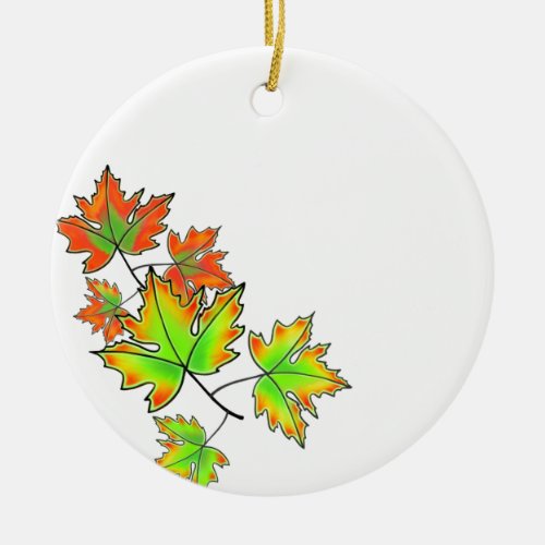 Multicolored Maple Leaves red yellow orange leaves Ceramic Ornament