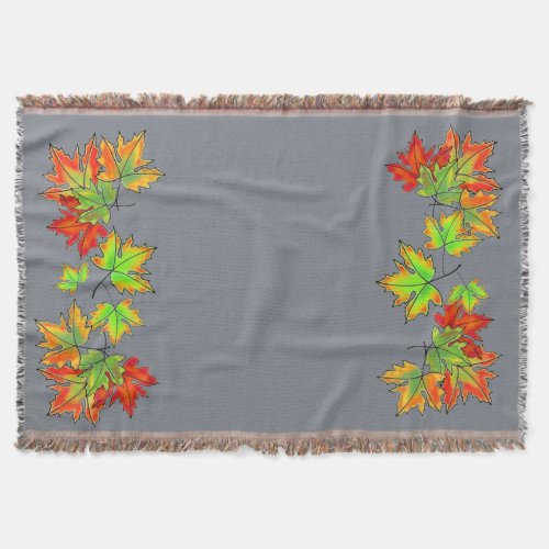 Multicolored Maple Leaves Throw Blanket