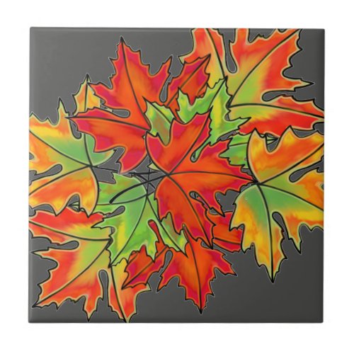 Multicolored Maple Leaves Tile