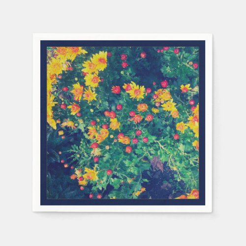 Multicolored meadow whimsical wild daisy flowers napkins