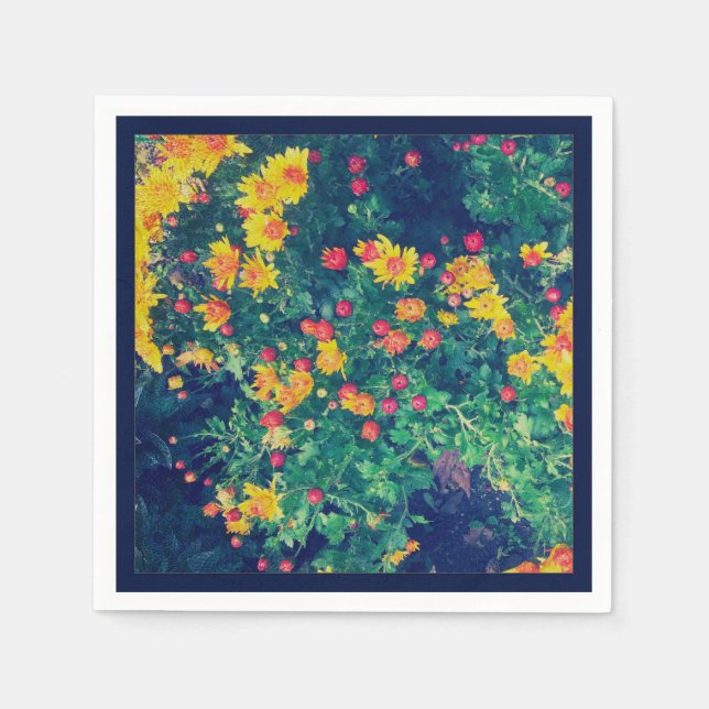 Multicolored meadow whimsical wild daisy flowers napkins (Front)