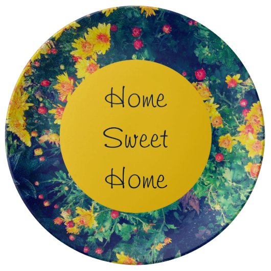 Multicolored meadow whimsical wild daisy flowers plate (Front)