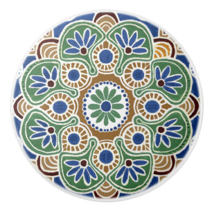 Multicolored medallion Drawer pull Ceramic Knob