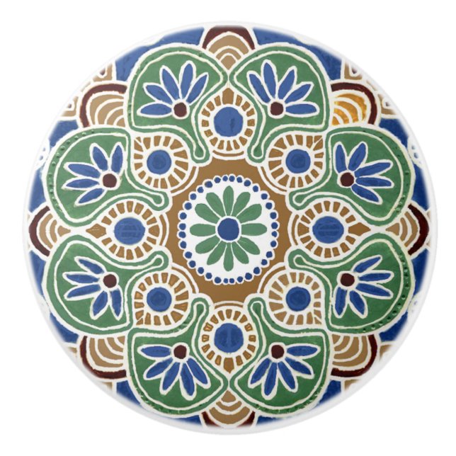  Multicolored medallion Drawer pull Ceramic Knob (Front)