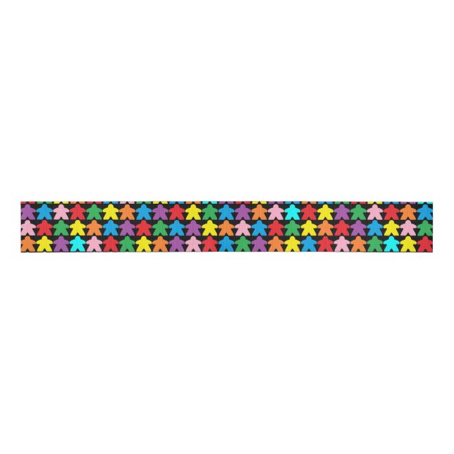Multicolored Meeples Grosgrain Ribbon (Front)