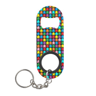 Multicolored Meeples Keychain Bottle Opener