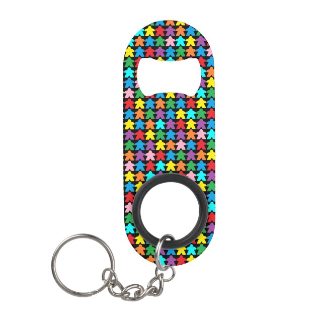 Multicolored Meeples Keychain Bottle Opener (Front)