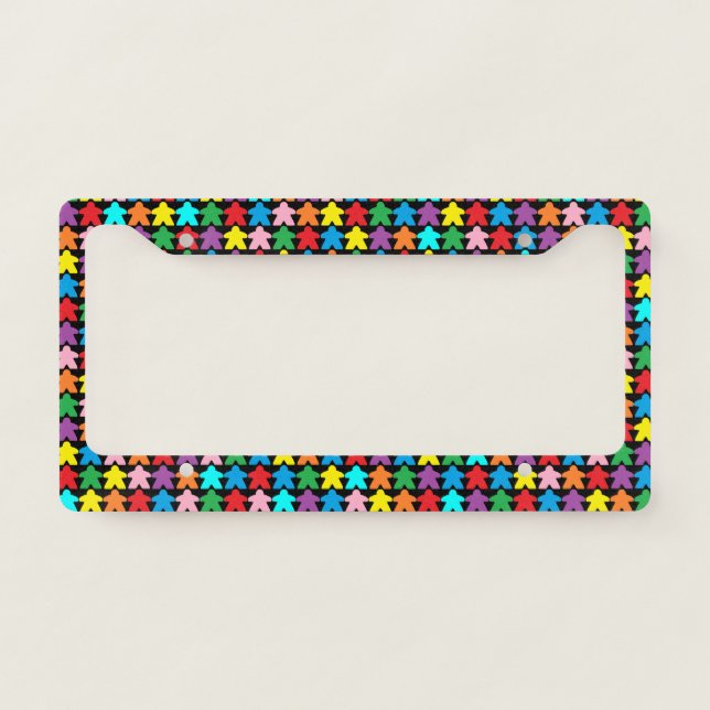 Multicolored Meeples License Plate Frame (Front)