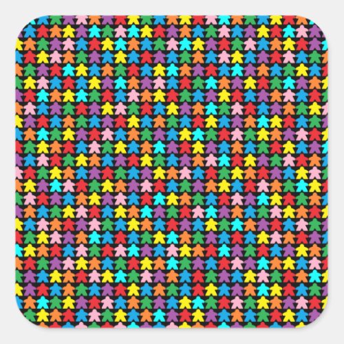 Multicolored Meeples Square Sticker