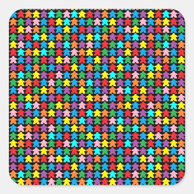 Multicolored Meeples Square Sticker (Front)