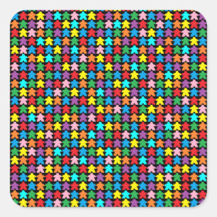 Multicolored Meeples Square Sticker