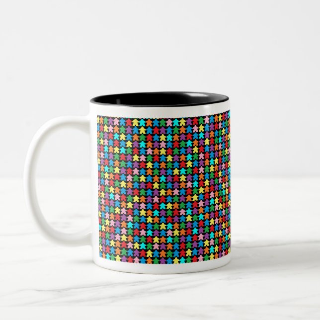 Multicolored Meeples Two-Tone Coffee Mug (Left)