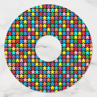 Multicolored Meeples Wine Glass Tag