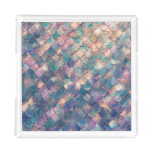 Multicolored Mermaid Print Acrylic Tray