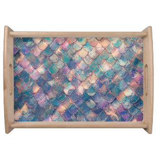 Multicolored Mermaid Print Serving Tray