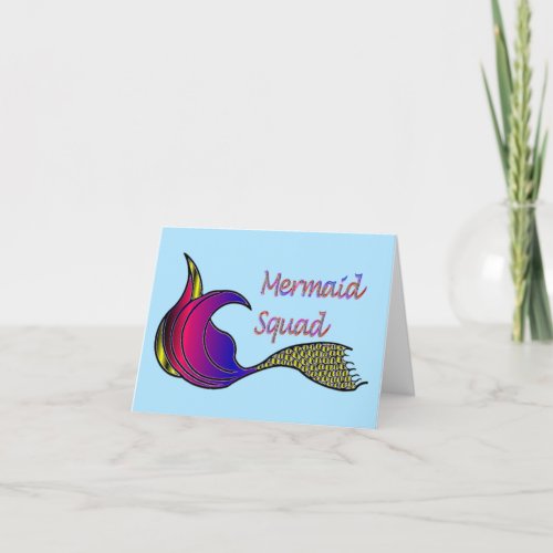 Multicolored Mermaid Squad blank note card