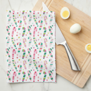 Multicolored Modern Candy Cane Kitchen Towel