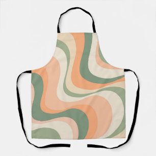 Multicolored modern retro waves design apron
