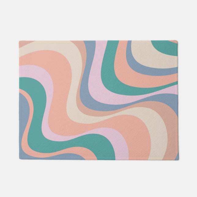 Multicolored modern retro waves design doormat (Front)