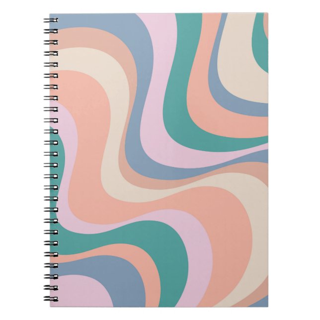 Multicolored modern retro waves design notebook (Front)