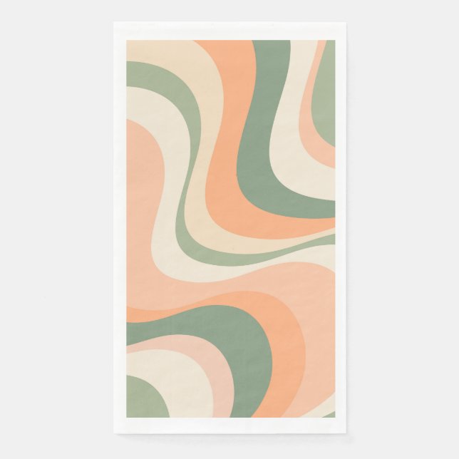 Multicolored modern retro waves design paper guest towels (Front)